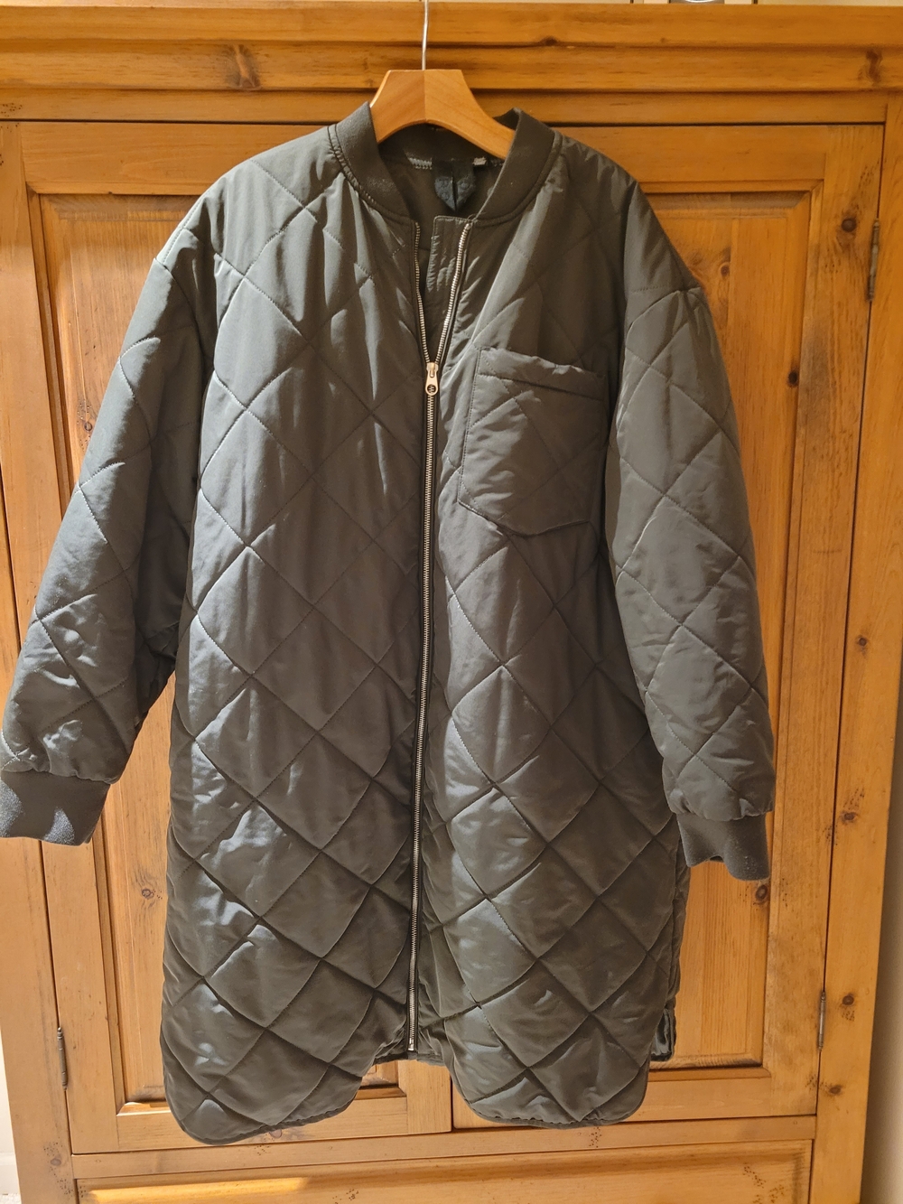Vero Moda Olive Quilted Longline Bomber Jacket